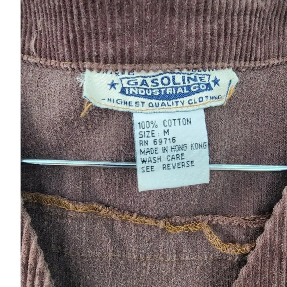 Vintage Gasoline Industry Brown Corduroy Sleeveless Mini‎ Dress Size Medium